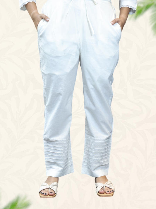 White Plain Cotton Pant