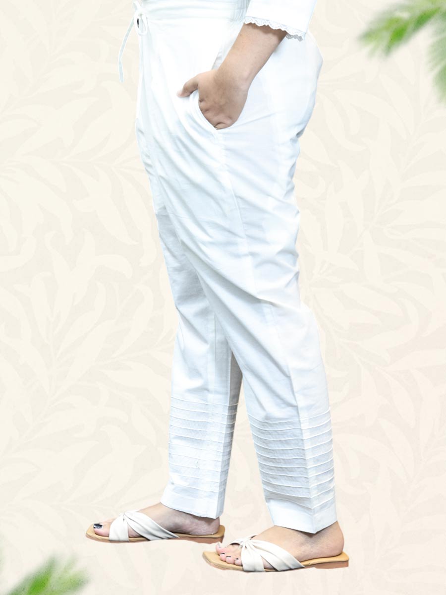 White Plain Cotton Pant