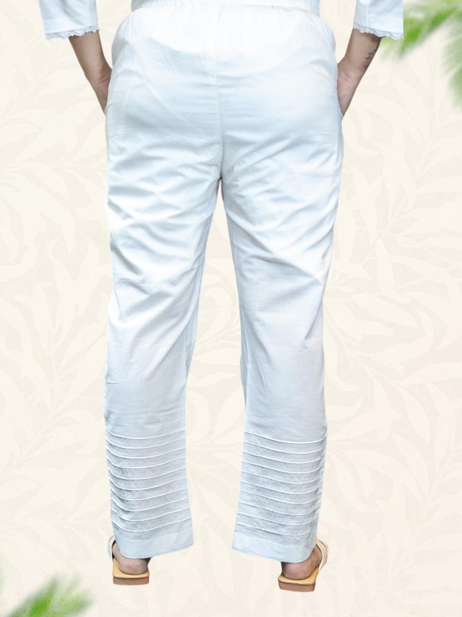 White Plain Cotton Pant