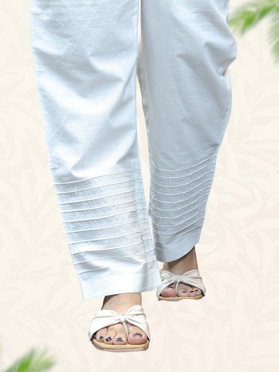 White Plain Cotton Pant