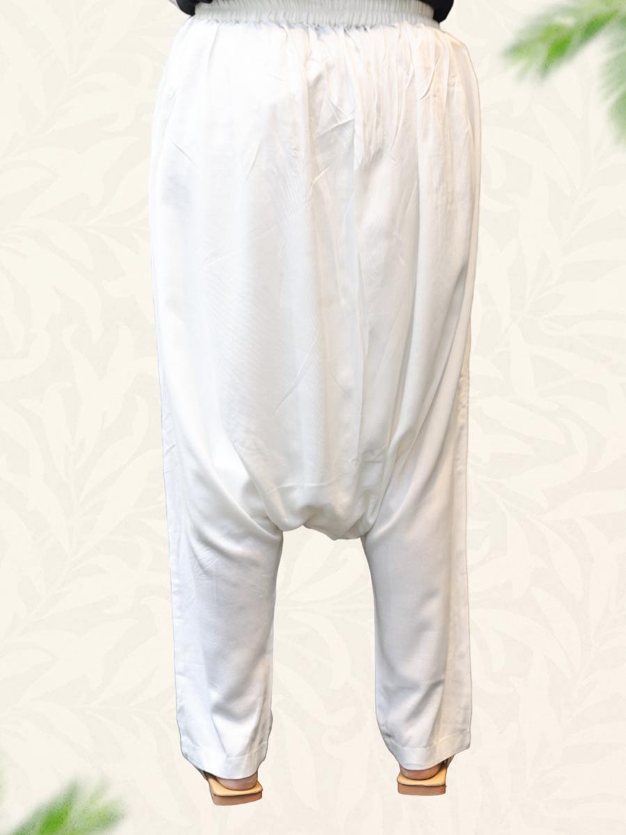 White Plain Rayon Dhoti Pant