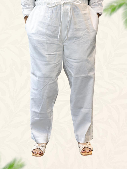 White Plain Linen Pant