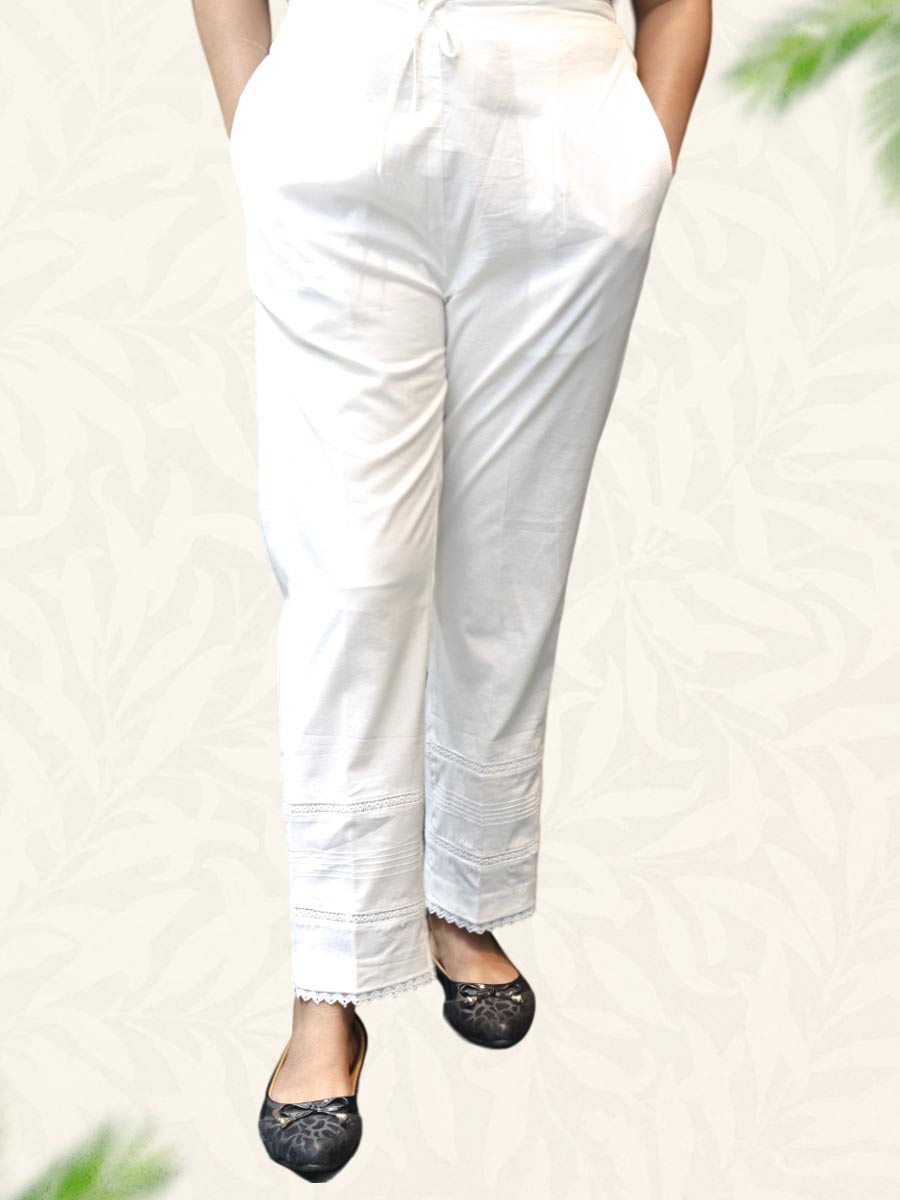 White Plain Cotton Pant