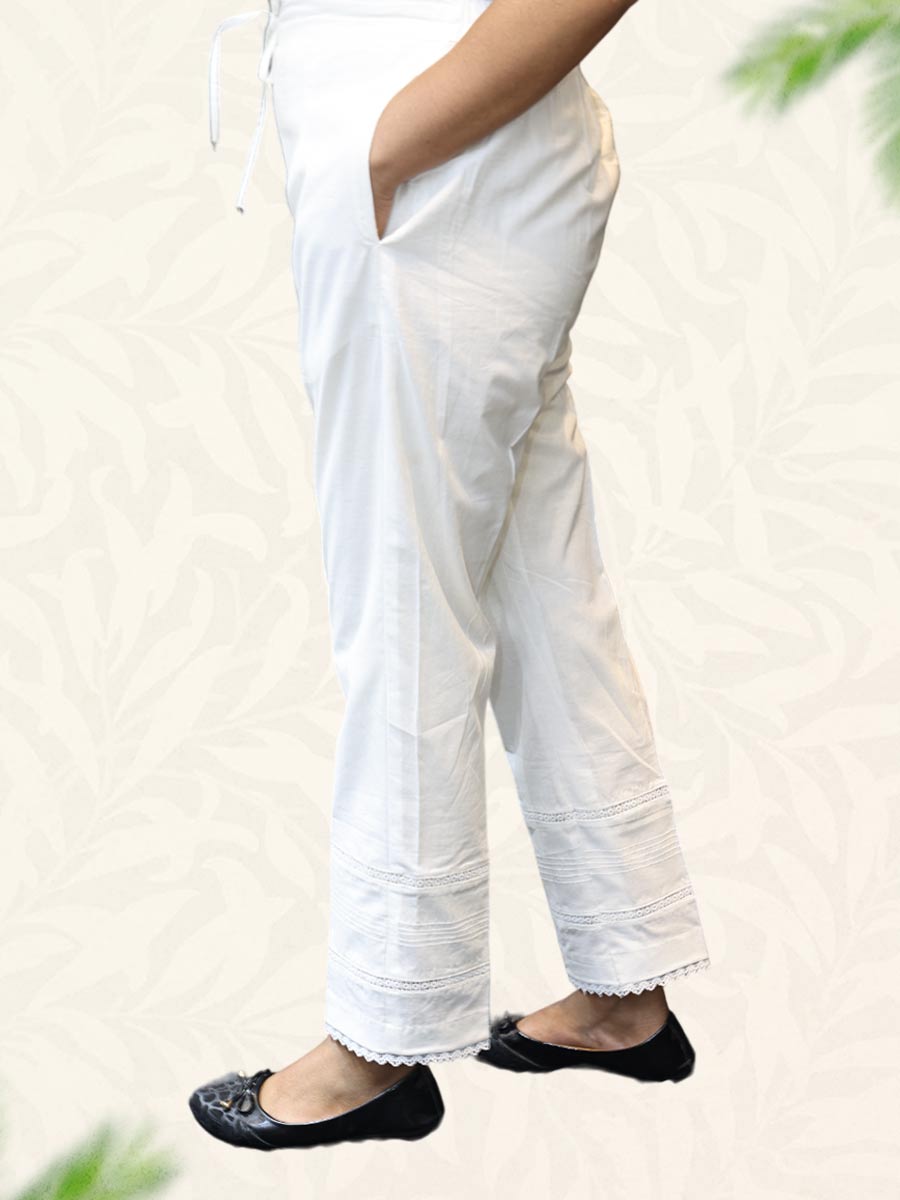 White Plain Cotton Pant