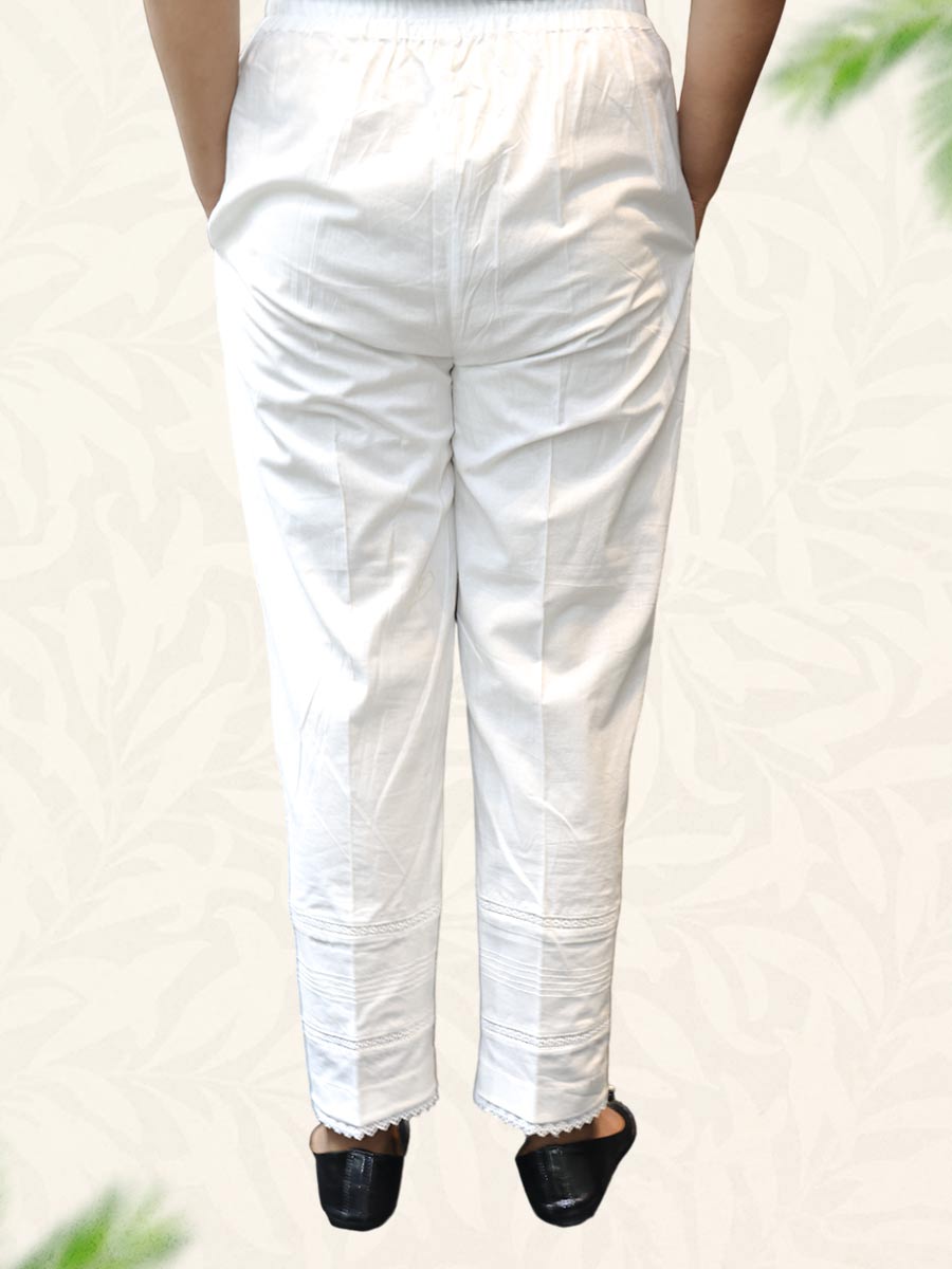 White Plain Cotton Pant