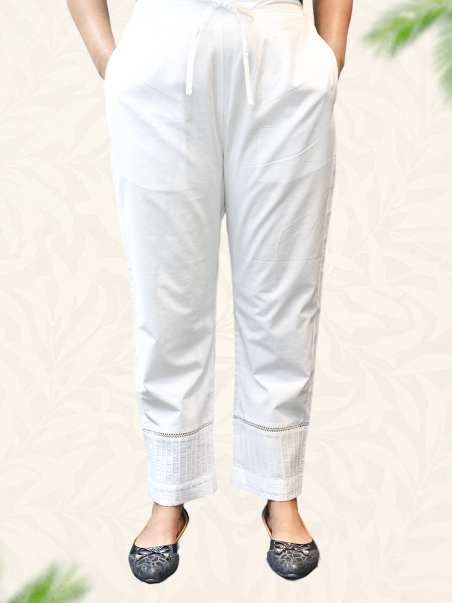 White Plain Cotton Pant