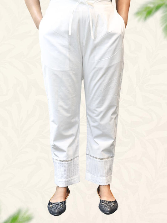 White Plain Cotton Pant