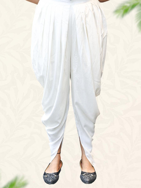 White Plain Cotton Dhoti Pant