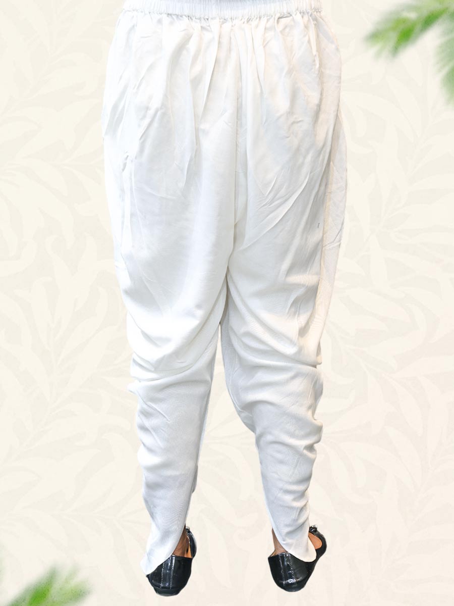 White Plain Cotton Dhoti Pant