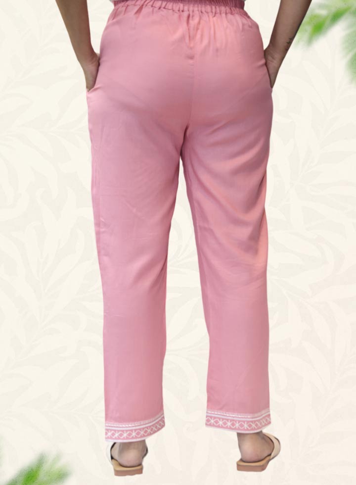 Pink Plain Rayon Pant