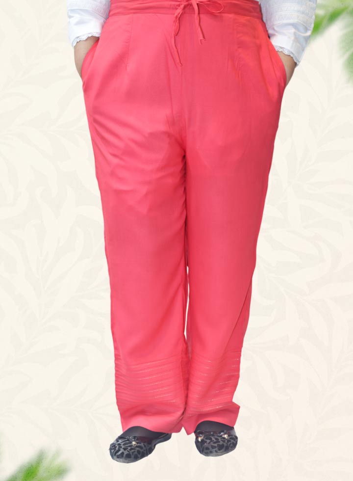 Red Plain Rayon Pant