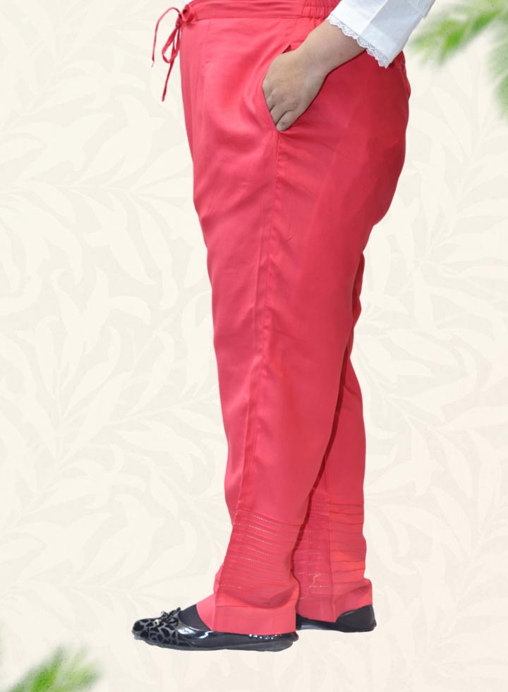 Red Plain Rayon Pant