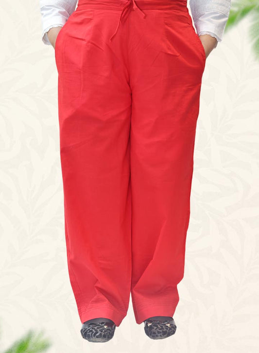 Red Plain Rayon Pant