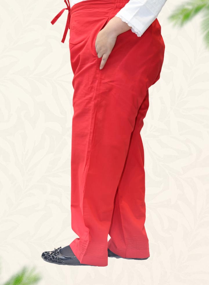 Red Plain Rayon Pant