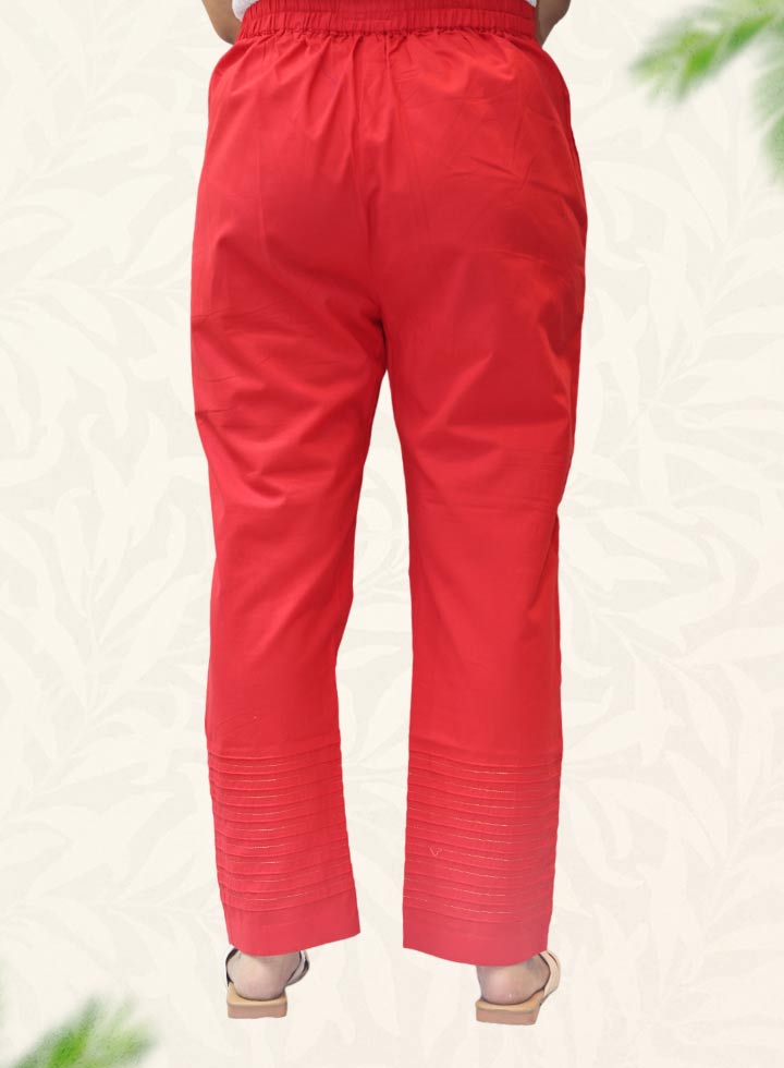 Red Plain Rayon Pant