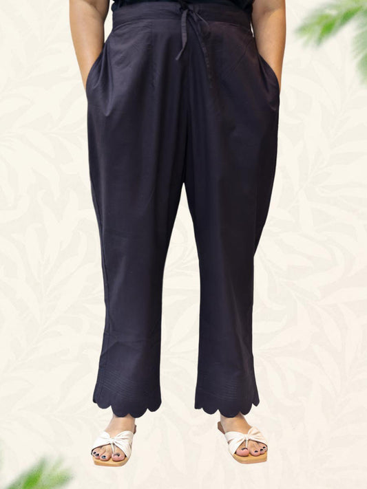 Black Plain Cotton Pant
