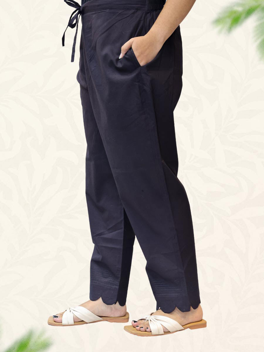 Black Plain Cotton Pant