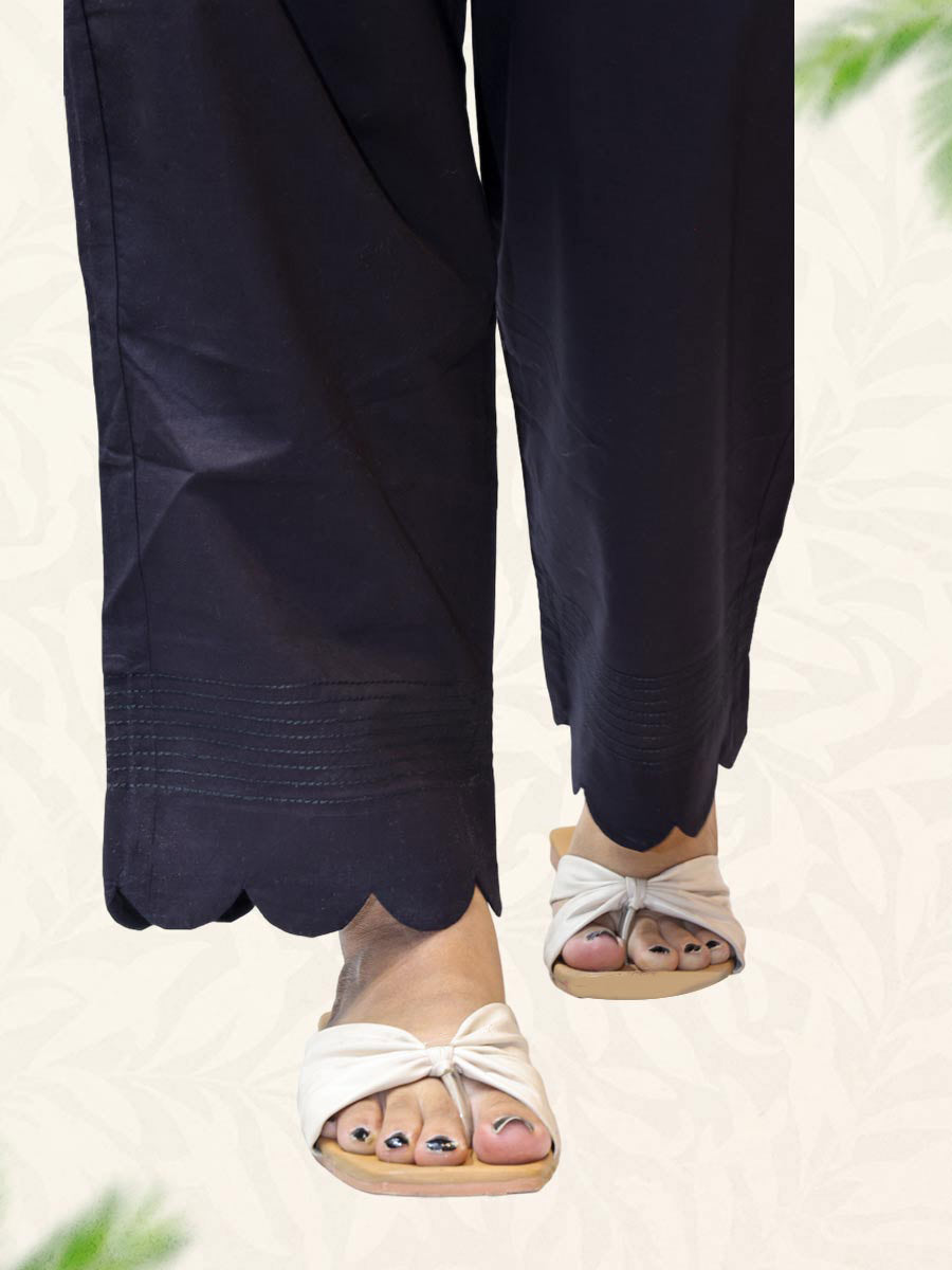 Black Plain Cotton Pant