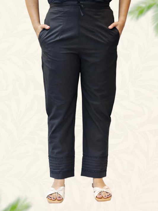 Black Plain Cotton Pant