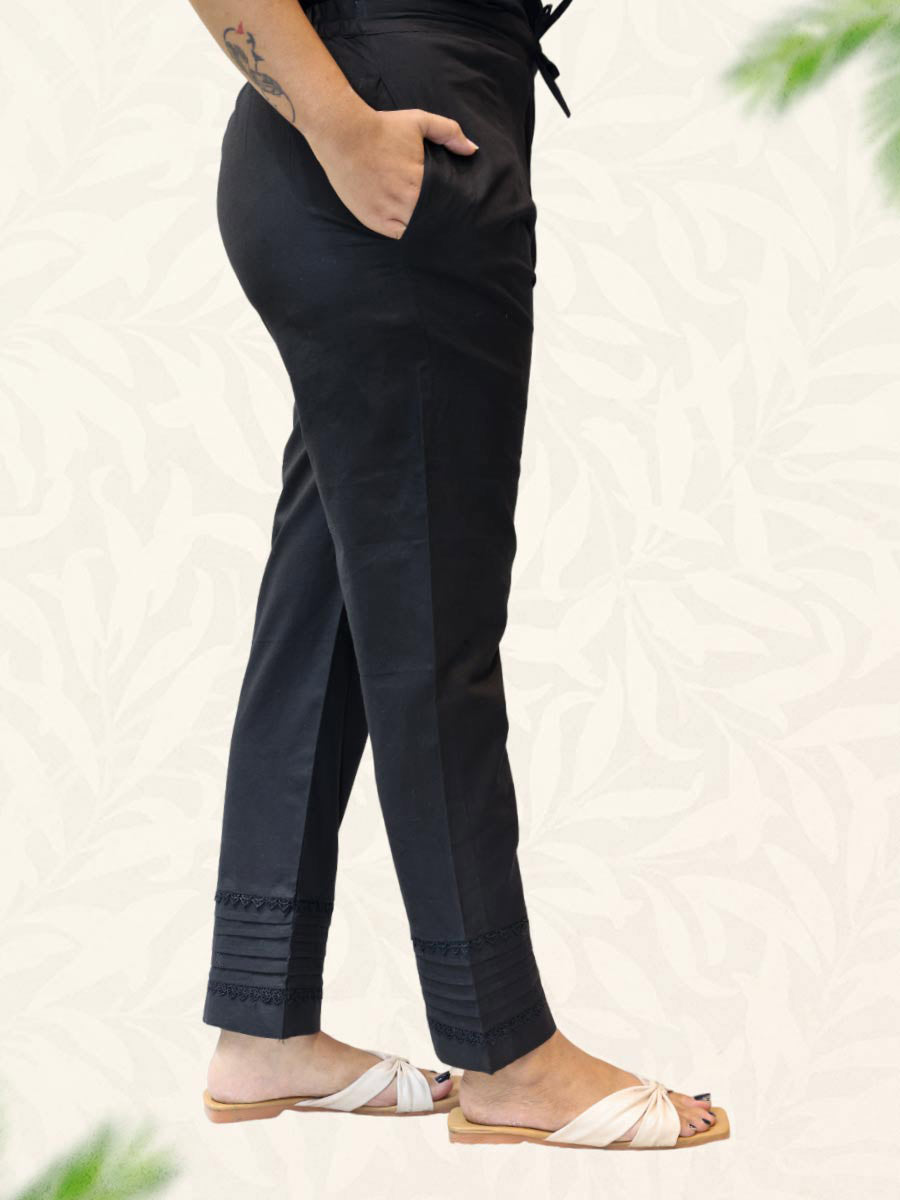 Black Plain Cotton Pant