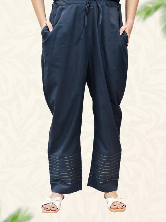 Black Plain Cotton Pant