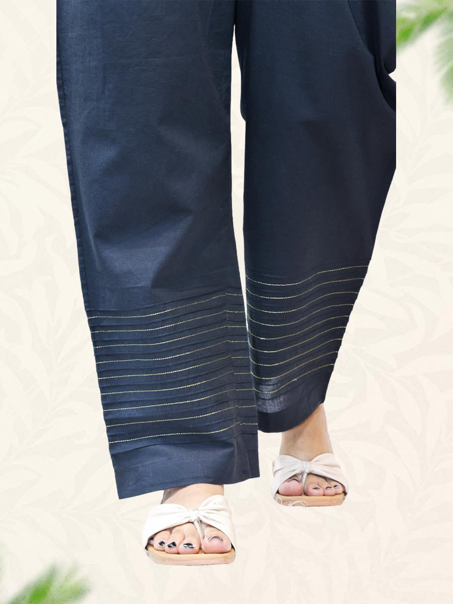 Black Plain Cotton Pant