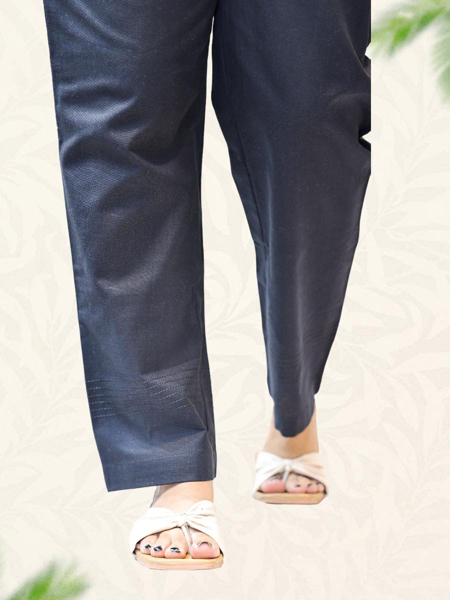 Black Plain Cotton Pant