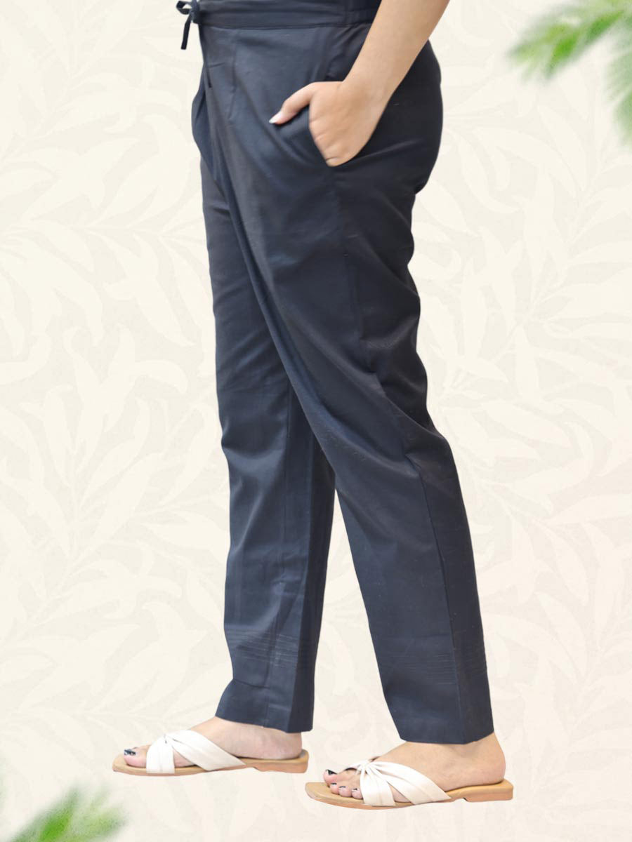 Black Plain Cotton Pant