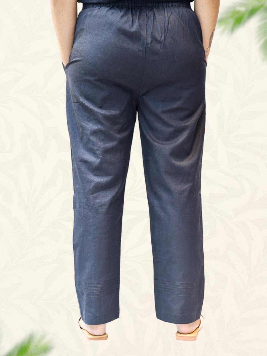 Black Plain Cotton Pant
