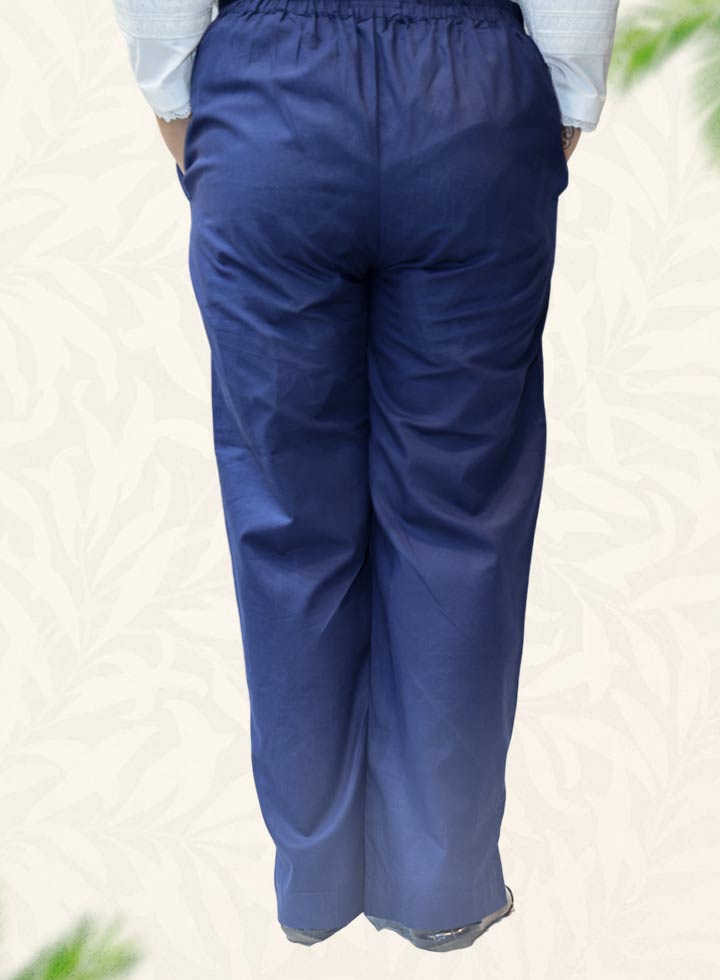 Blue Plain Rayon Pant