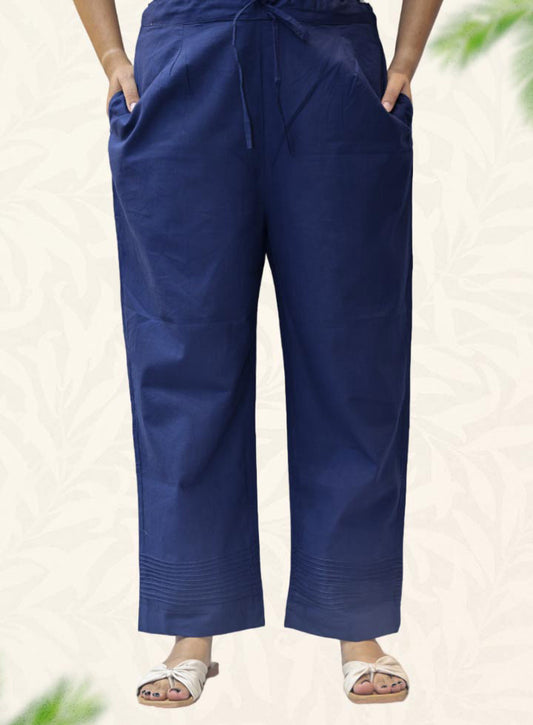 Blue Plain Rayon Pant