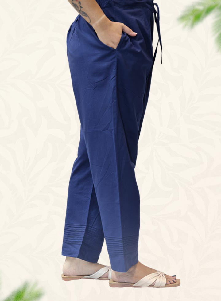 Blue Plain Rayon Pant