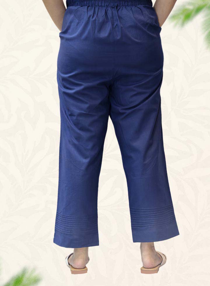 Blue Plain Rayon Pant