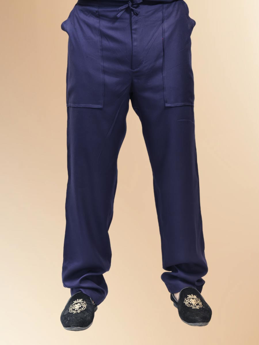 Blue Rayon Plain Kurta Set
