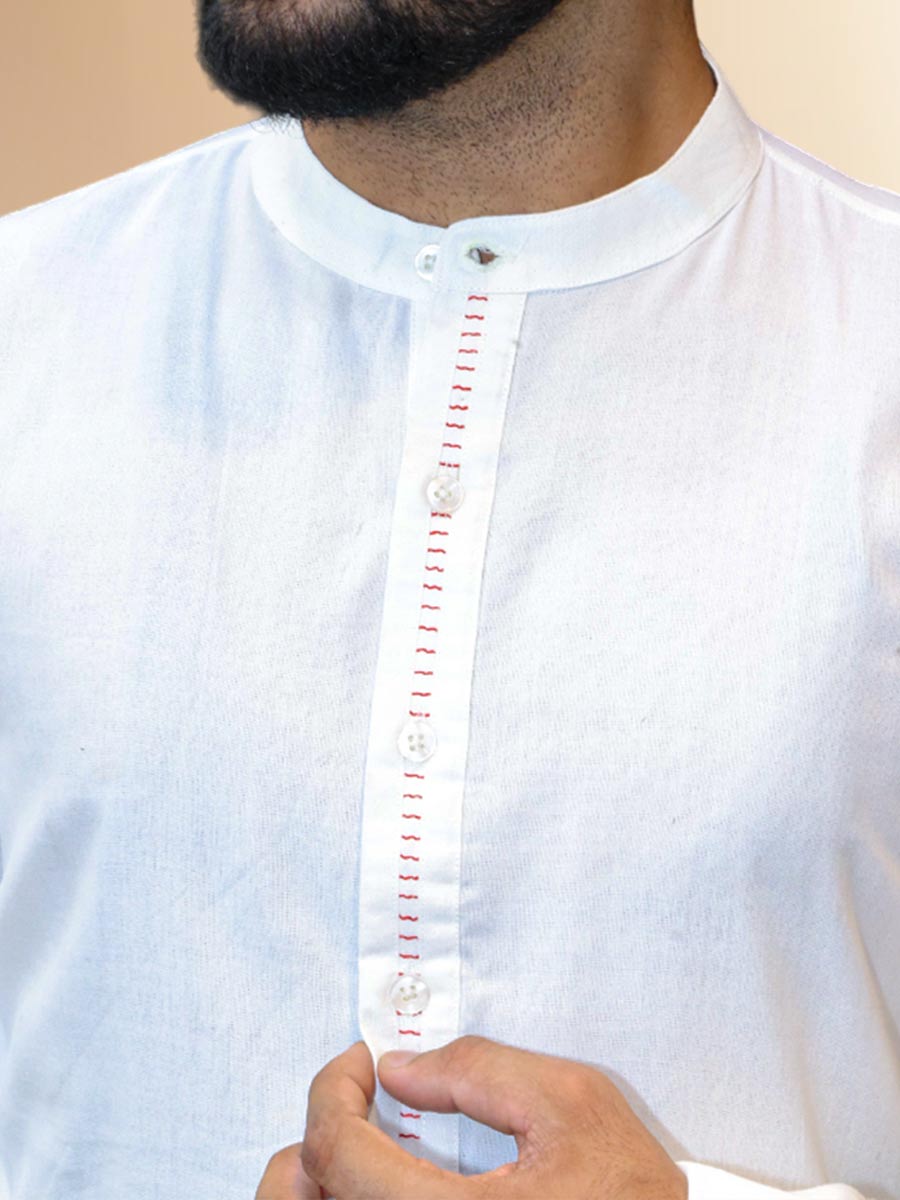 White Rayon Plain Kurta Set