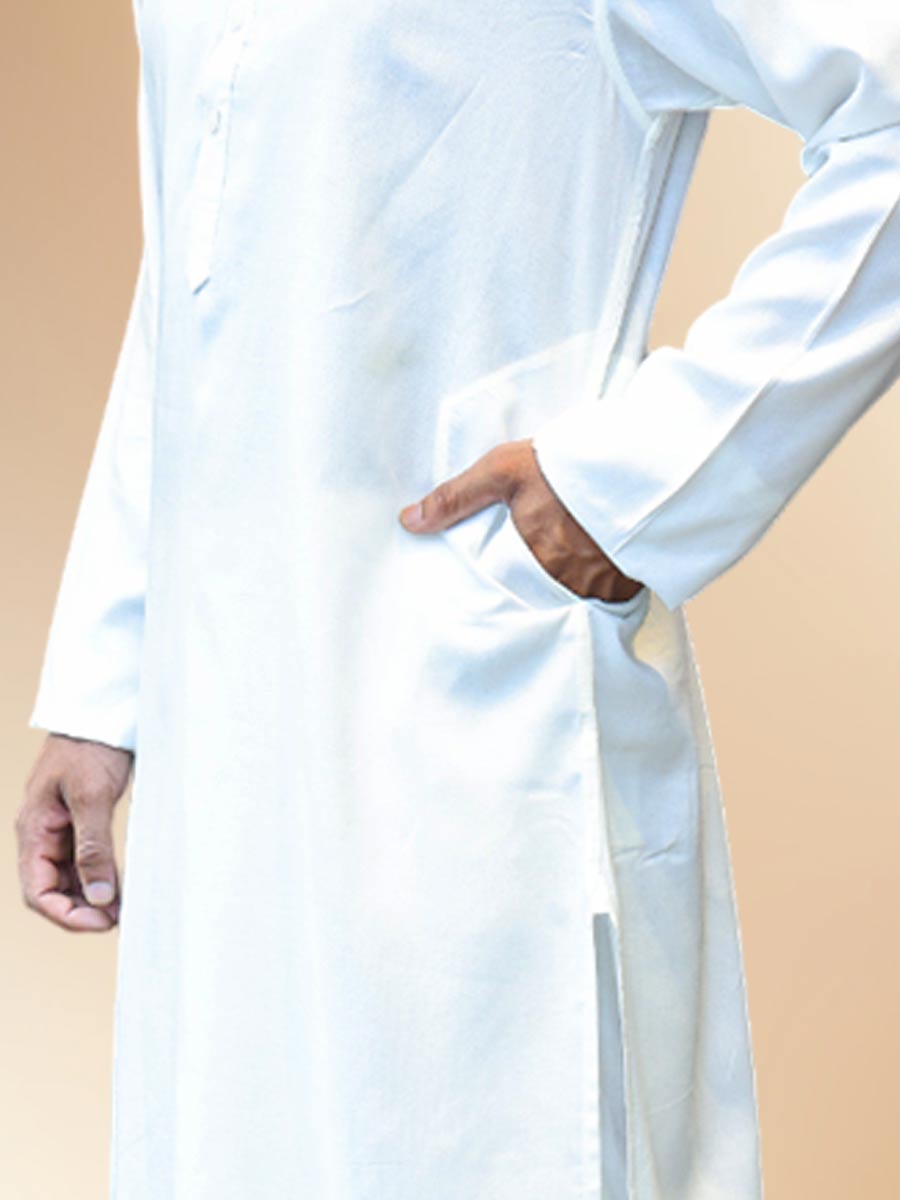 White Rayon Plain Kurta Set
