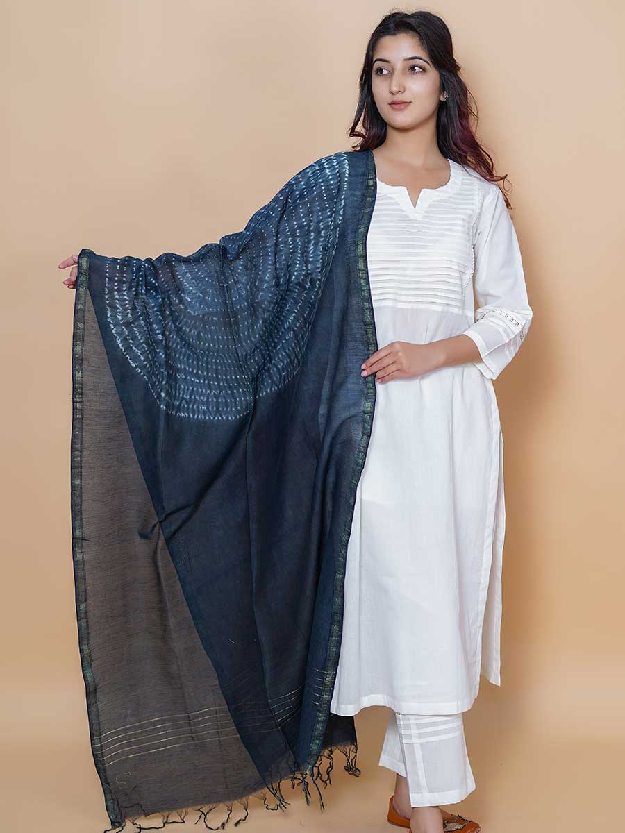 Blue Maheshwari Silk Dupatta