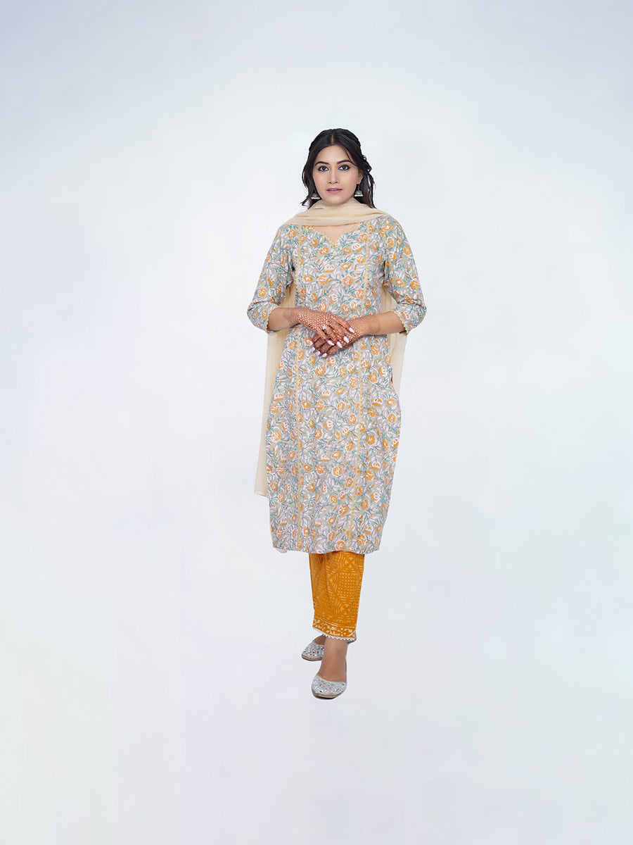 Beige Plain Kota Doria Dupatta