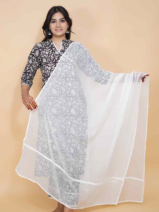 White Plain Kota Doria Dupatta