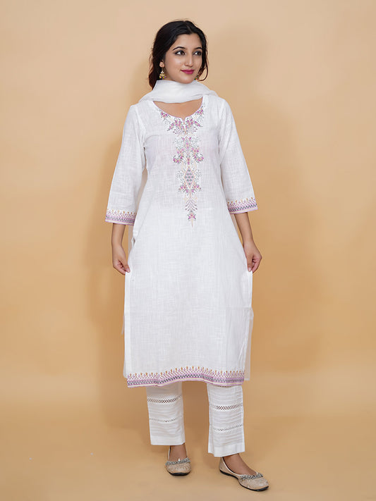 White Cotton Machine Work Suit Set