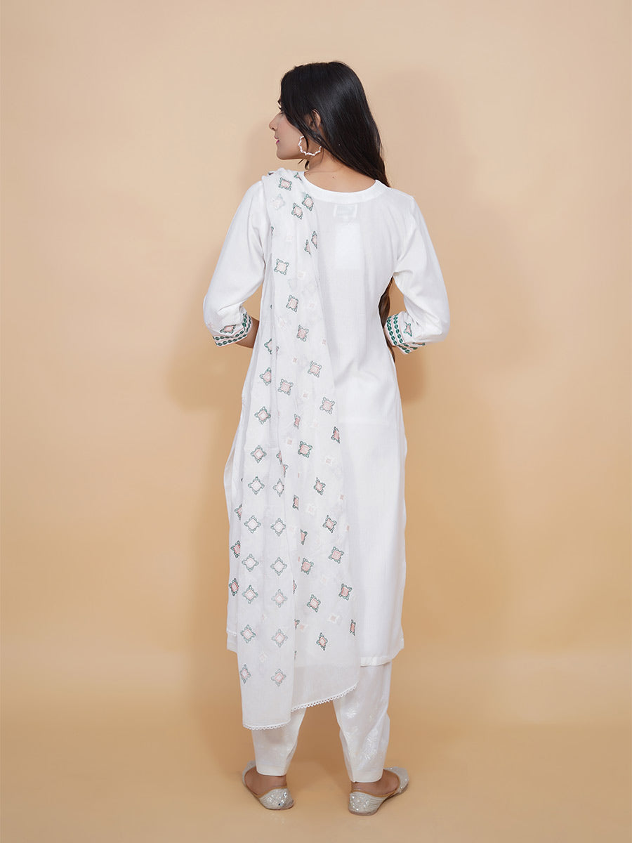 White Rayon Machine Work Suit Set