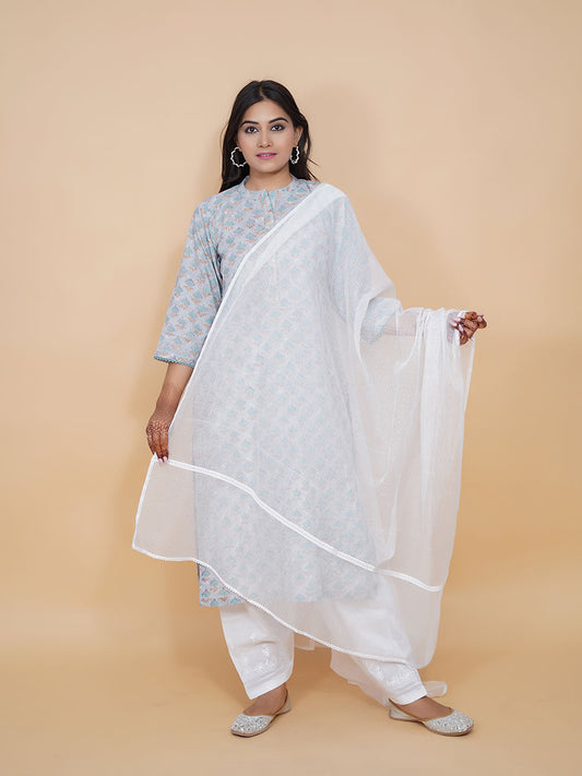 Multicolor Cotton Block Print Suit Set