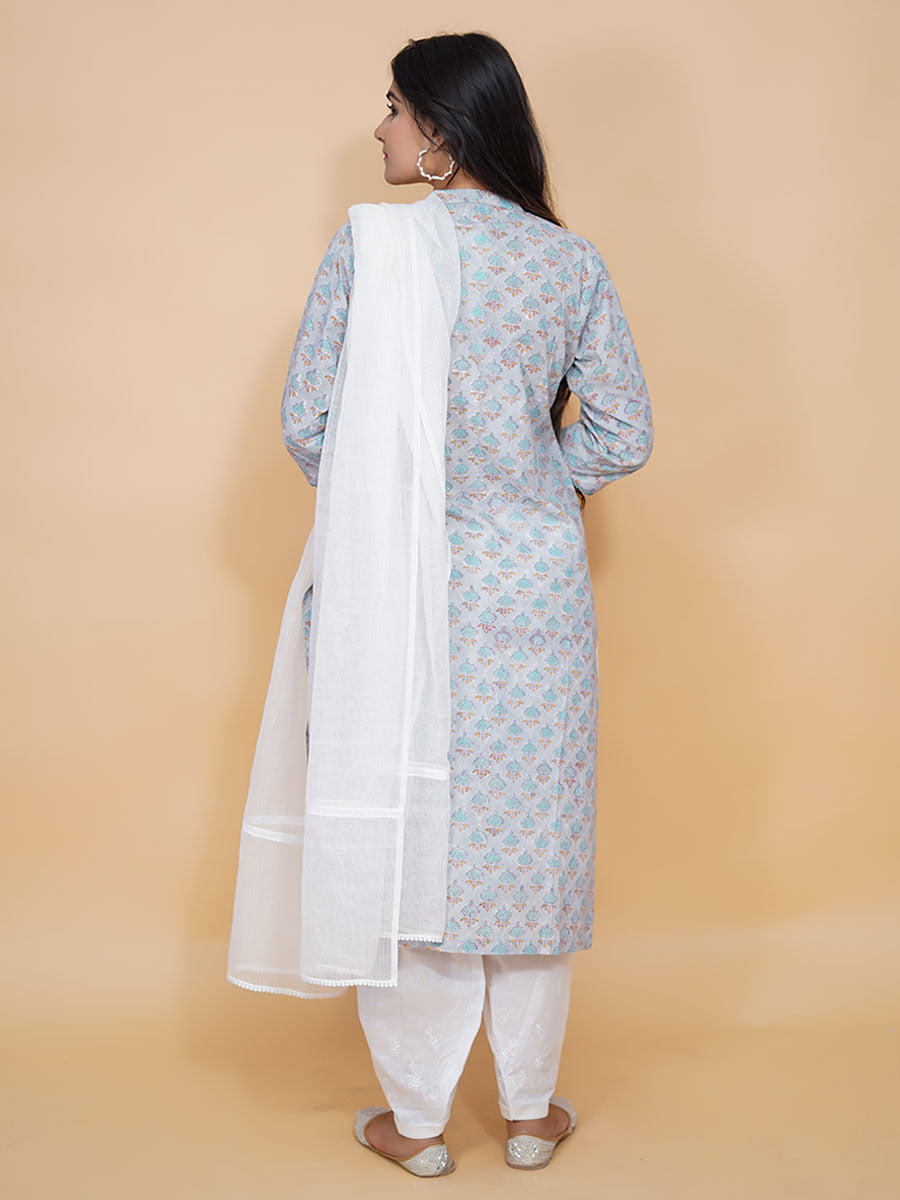 Multicolor Cotton Block Print Suit Set