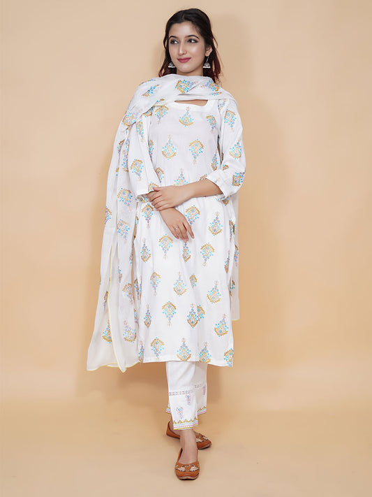 White Rayon Machine Work Suit Set