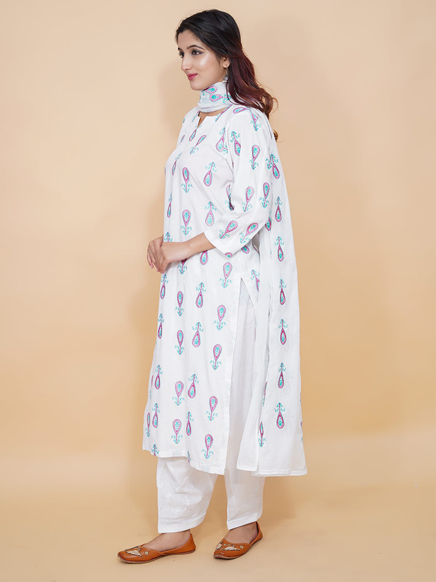 White Rayon Machine Work Suit Set