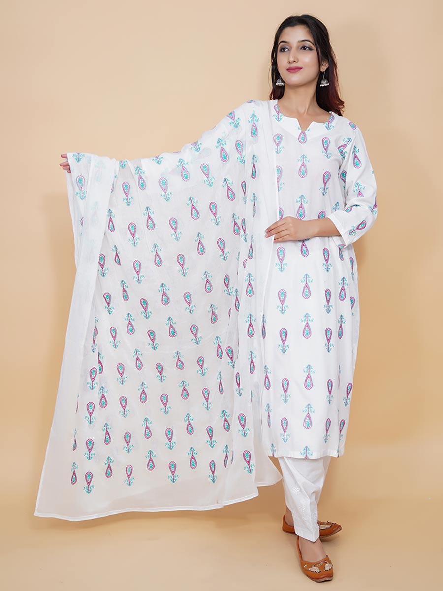 White Rayon Machine Work Suit Set