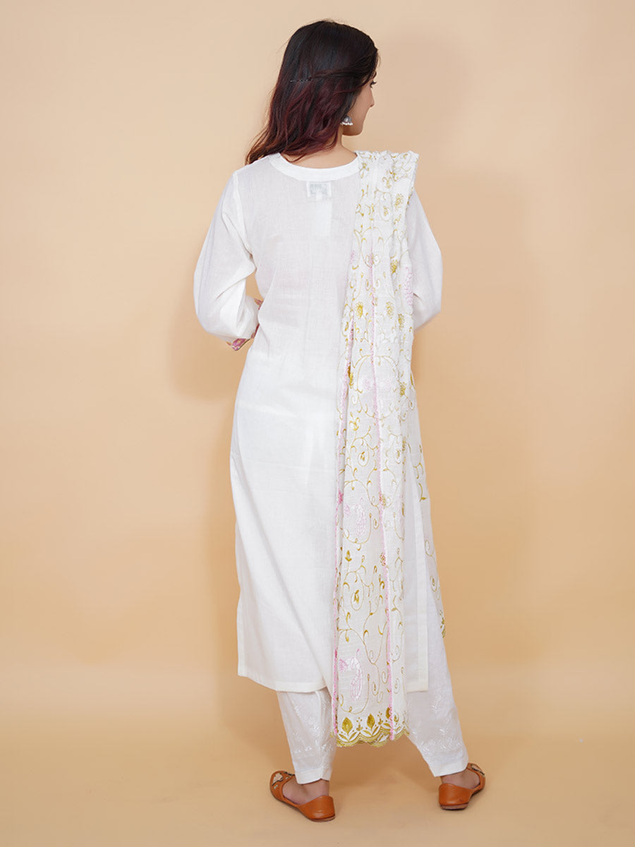 White Cotton Machine Work Suit Set