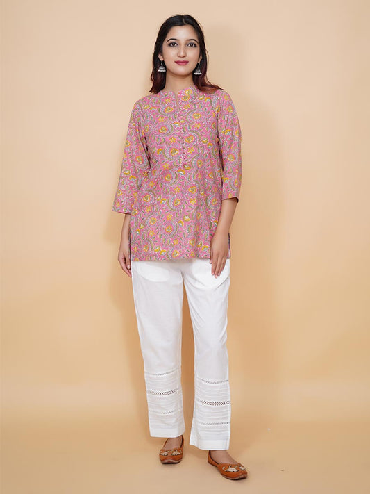 Multicolor Bagru Printed Cotton Short Kurta
