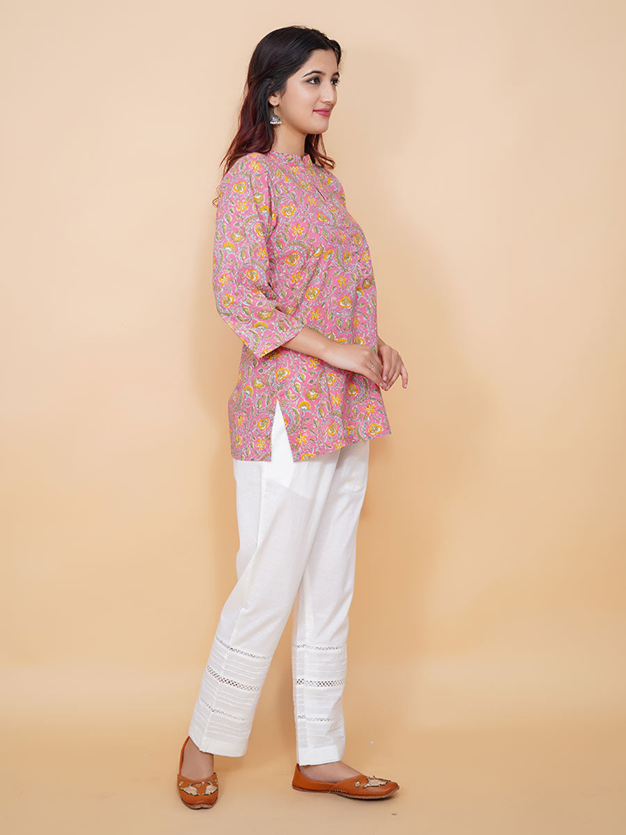 Multicolor Bagru Printed Cotton Short Kurta