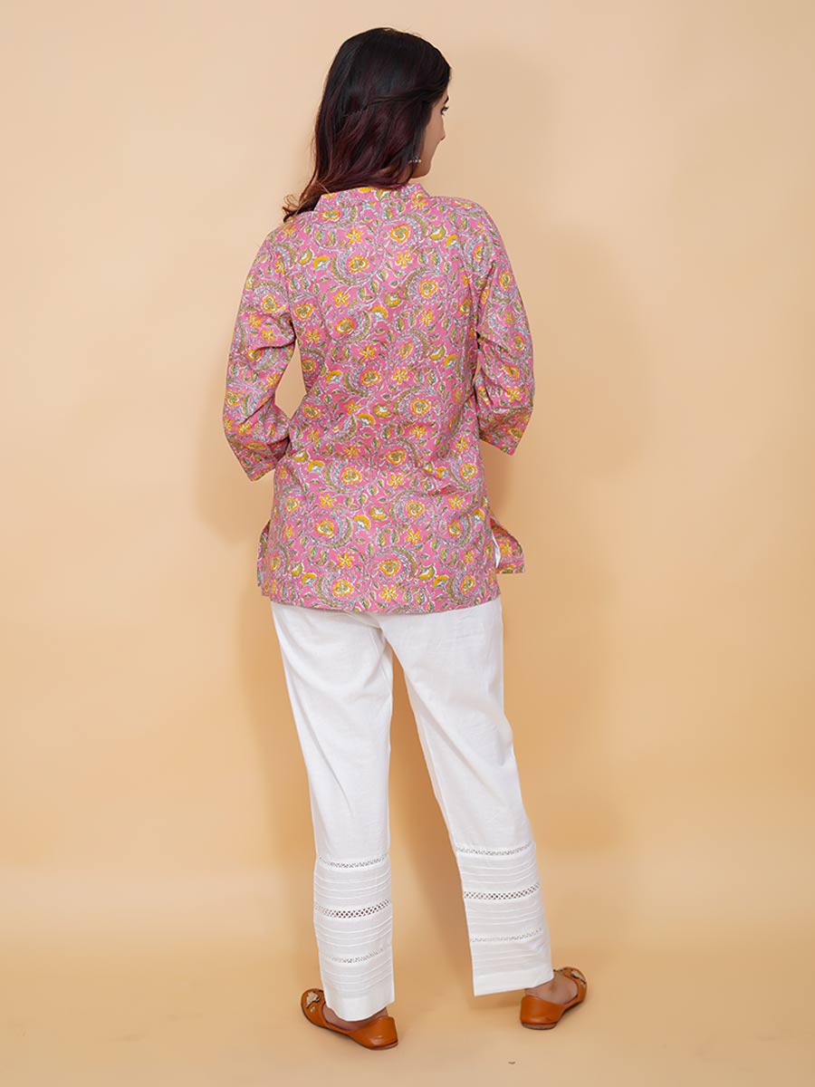 Multicolor Bagru Printed Cotton Short Kurta